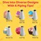 BAKETIVITY Frosting Piping Bags and Tips Set for Decorating Cakes, Cupcakes & More - Frosting Piping Kit with 3 Reusable & 30 Disposable Icing Bags, 6 Piping Tips, 3 Bag Ties & 1 Duo-Color Coupler